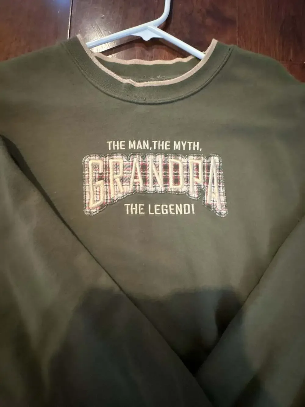 MC Sport Grandpa The Man The Myth The Legend Sweatshirt - Green Crewneck - Size